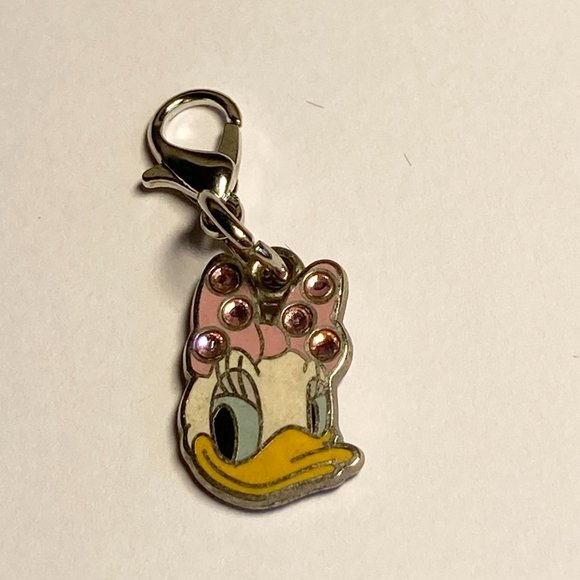 Vintage Disney Daisy Duck Charm Clip On For Bracelet Zipper Pull Purse Crystals - Picture 5 of 7